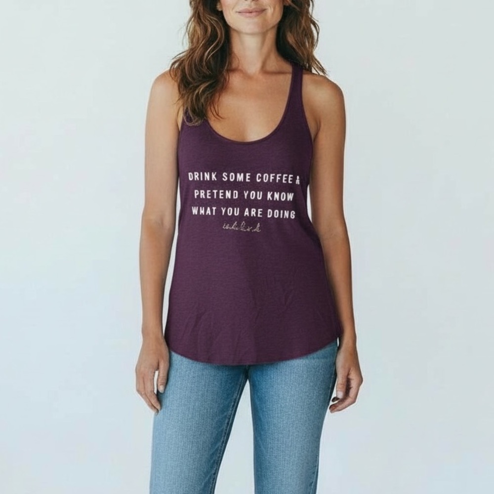 Boutique Women’s Purple Coffee Graphic Tank #adultish Medium